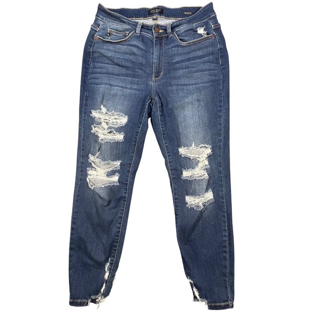 Judy Blue Blue Distressed Skinny Fit Jeans Women 16W